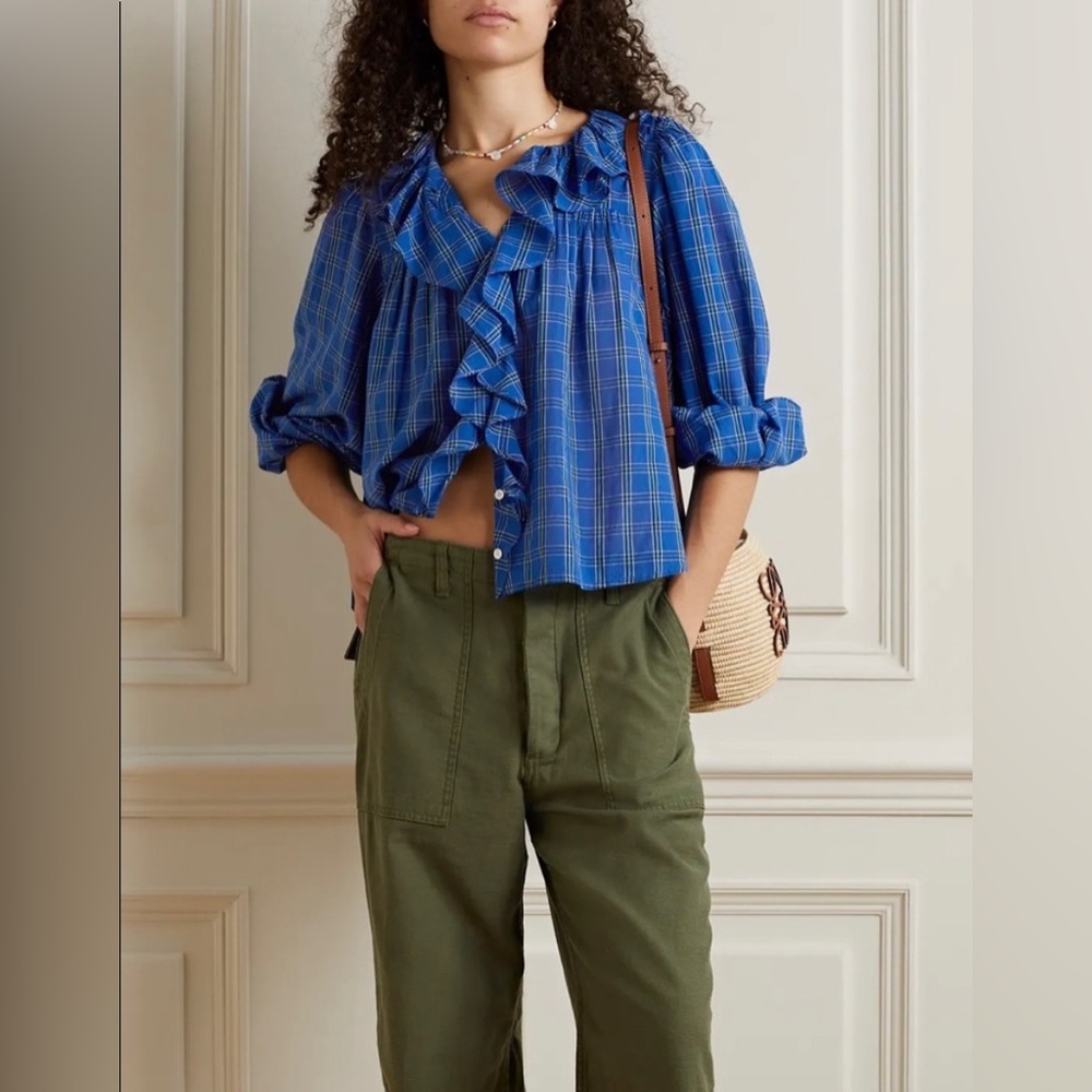 NWT Doen Ellery Top in Park Lane Plaid, Size S